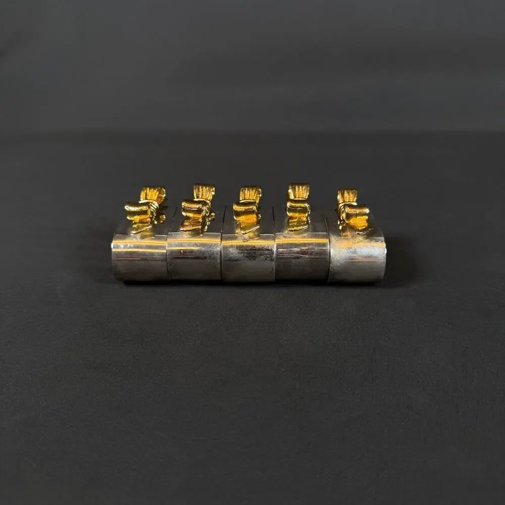 Lot of 5 Vintage Silver Gold Plated Napkin Holder Rings